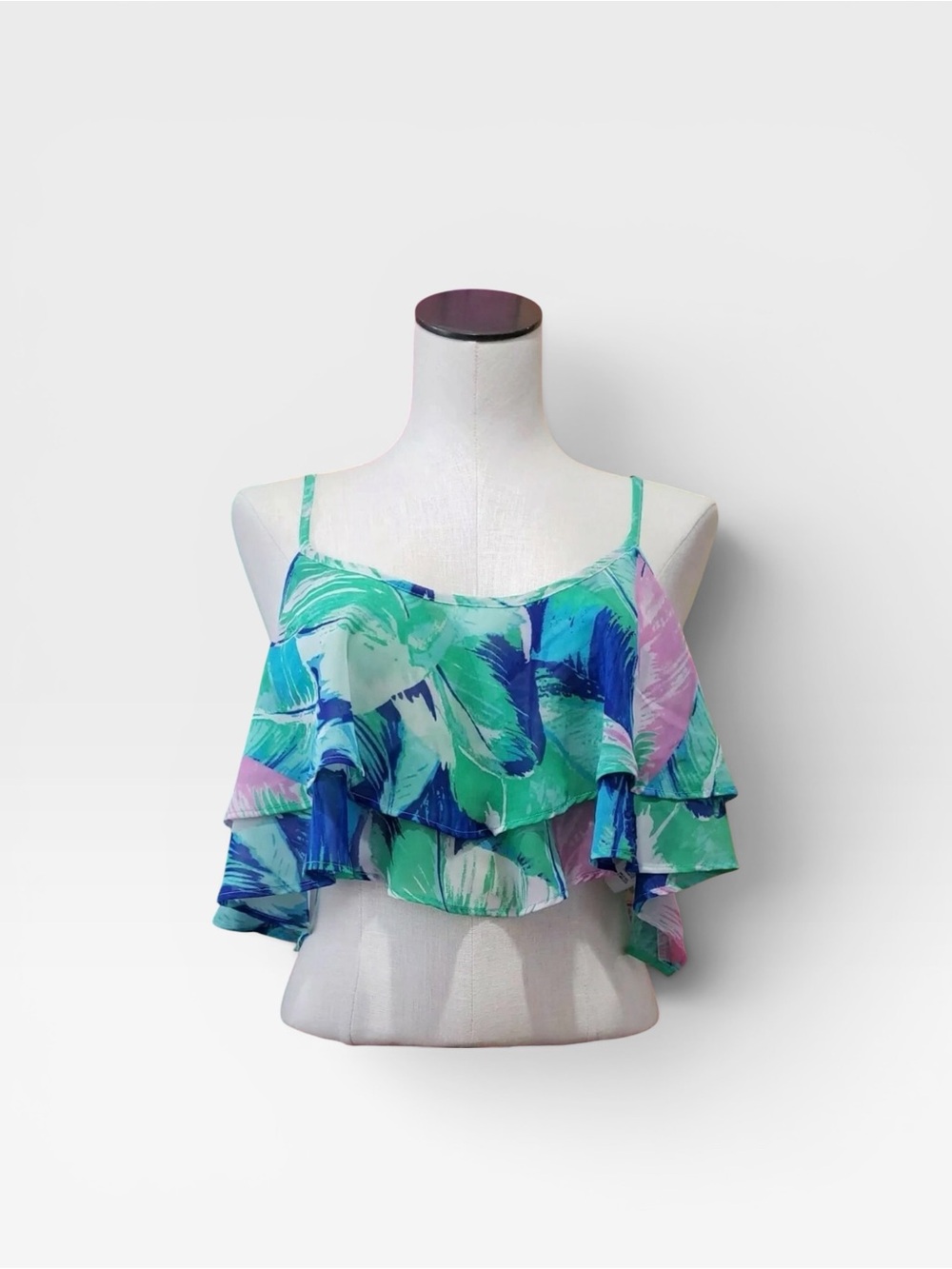 Show Me Your MuMu Teal, Green & Purple Ruffle Crop Camisole Top
